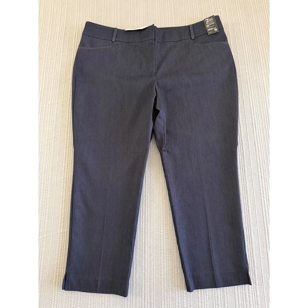 New York &‎ Company 7th Avenue Signature Fit Crop Pant Straight Leg Navy Blue 18